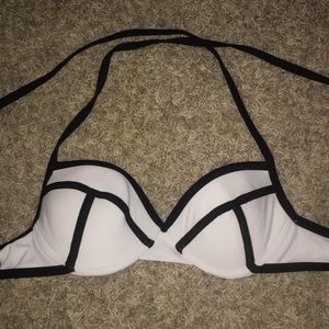 Black and white “triangle” swim top
